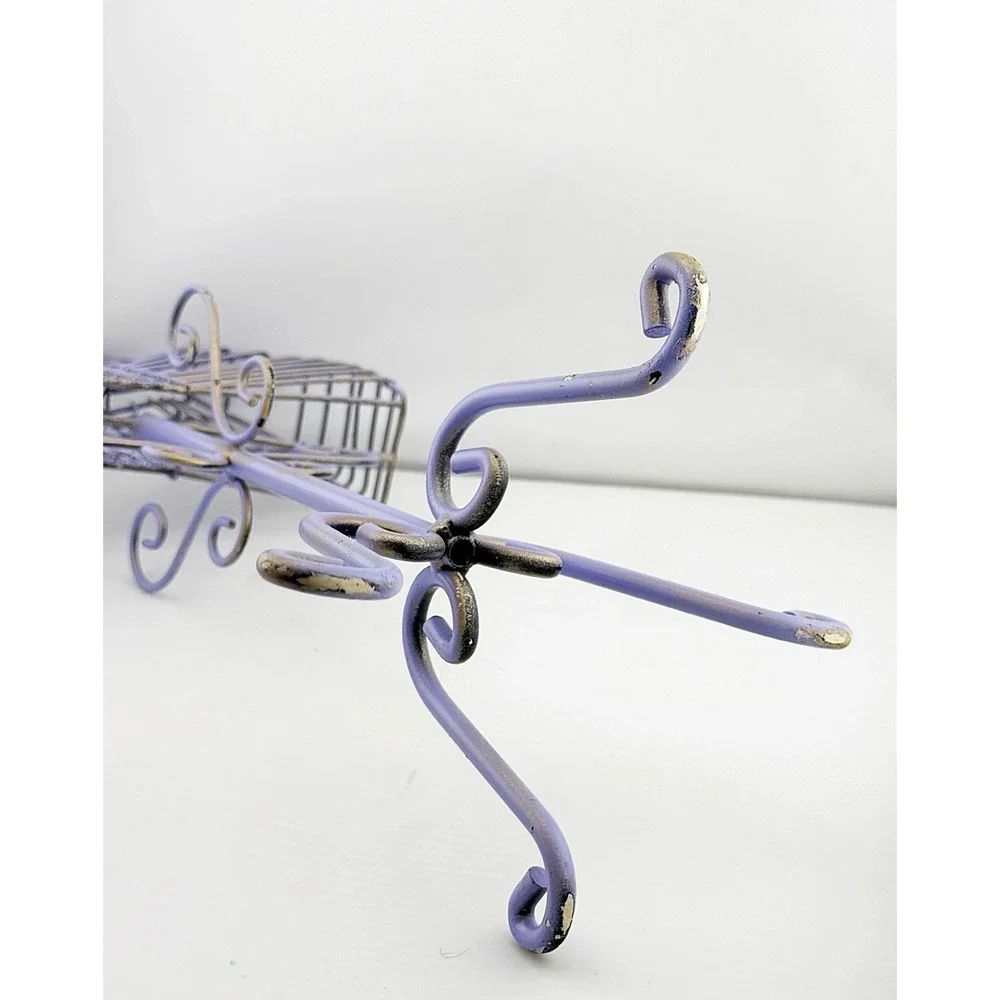 Vintage 1990 Metal Wire Purple Bow Shaped Jewelry Stand 15.5